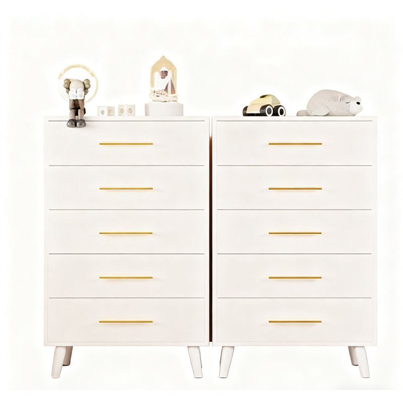 George Oliver Jakyria 5-Drawer Tall Chest with Modern, Metallic